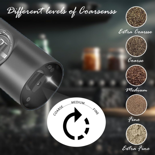 Electric Salt and Pepper Grinder Set of 2 Automatic Salt Pepper Mill Grinder with Adjustable Coarseness Battery Powered Spice Shakers