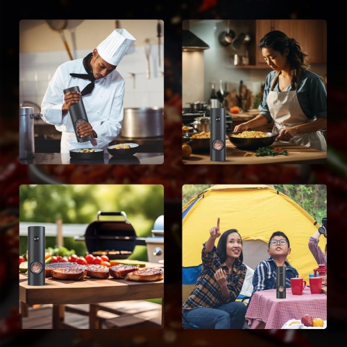 Electric Salt and Pepper Grinder Set of 2 Automatic Salt Pepper Mill Grinder with Adjustable Coarseness Battery Powered Spice Shakers