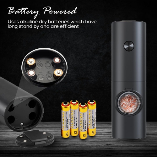 Electric Salt and Pepper Grinder Set of 2 Automatic Salt Pepper Mill Grinder with Adjustable Coarseness Battery Powered Spice Shakers