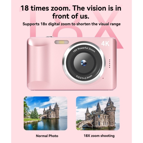 FC001 48MP Mini Digital Camera Portable Video SLR Camera 2.8 Inch IPS Screen 4K Recording Function CMOS Imaging - Pink