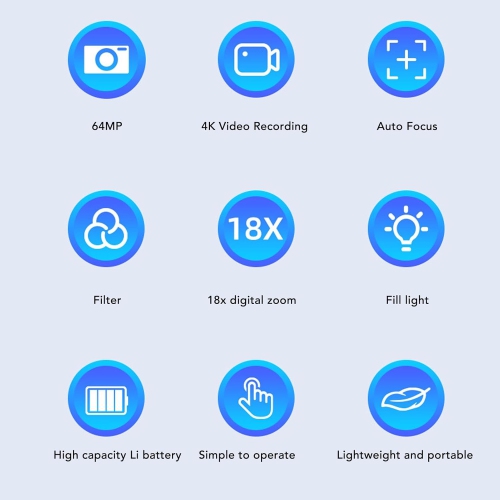 FC002 4K Photography Digital Camera, 18x Zoom Vlogging Camera with 2.4" HD Display, Compact Travel Camera - White