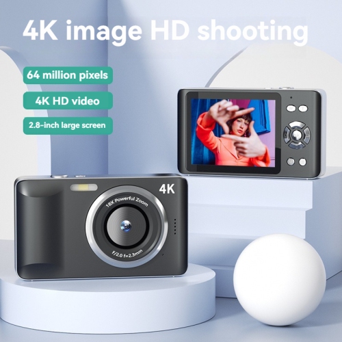 FC001 48MP Mini Digital Camera Portable Video SLR Camera 2.8 Inch IPS Screen 4K Recording Function CMOS Imaging - Black