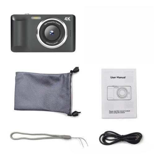 FC001 48MP Mini Digital Camera Portable Video SLR Camera 2.8 Inch IPS Screen 4K Recording Function CMOS Imaging - Black