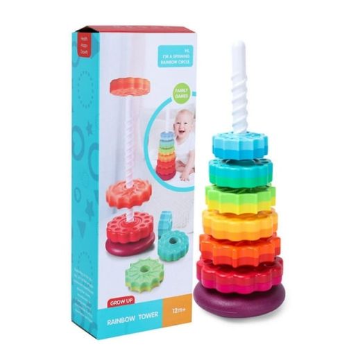 Rainbow color rotating stacking toys creative intelligence logic training building blocks toys children's early education toys