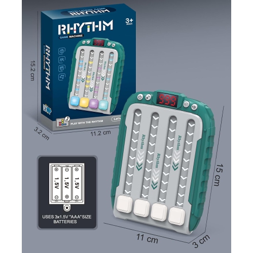 Rhythm Game Machine - Electronic Handheld Music Challenge Toy with LED Lights, Interactive Beat Matching Game, Fast Press Game Fidget Toy Handle