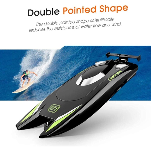 Bateau 2,4&nbsp;Hz RC Bateau pour enfants et adultes, vitesse élevée de plus de 20 mi/h. ​​Bateau, bateau de course à double moteur autoredresseur,
