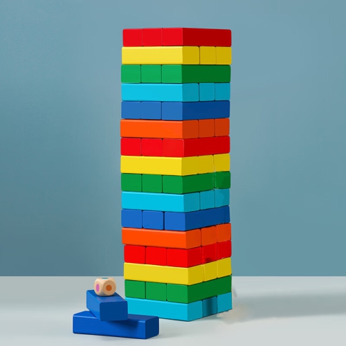 GREEN SCENIC  Children's Board Game Building Blocks Toys Parent-Child Interactive Lottery Educational Wooden Stacking