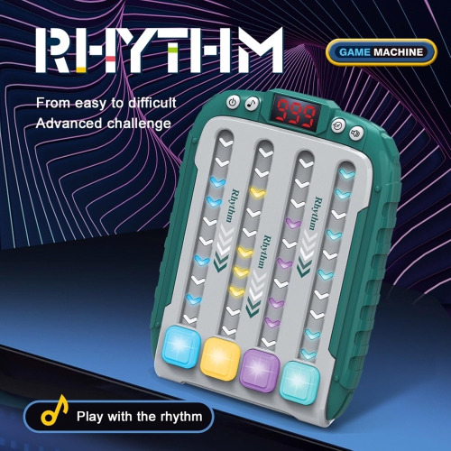 Rhythm Game Machine - Electronic Handheld Music Challenge Toy with LED Lights, Interactive Beat Matching Game, Fast Press Game Fidget Toy Handle