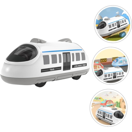 Children's inertia pull back car toy-high-speed railway model toy-gray