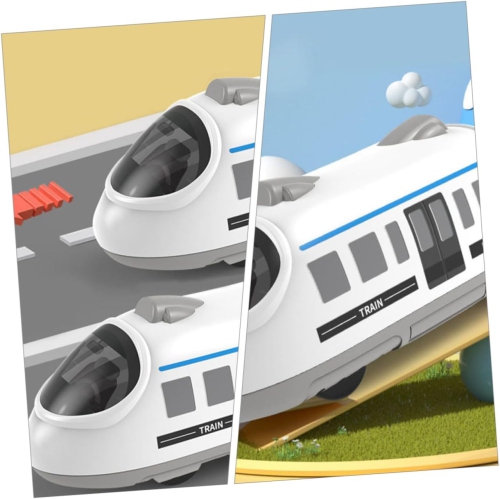 Children's inertia pull back car toy-high-speed railway model toy-gray