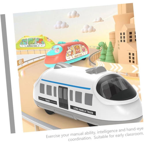 Children's inertia pull back car toy-high-speed railway model toy-gray