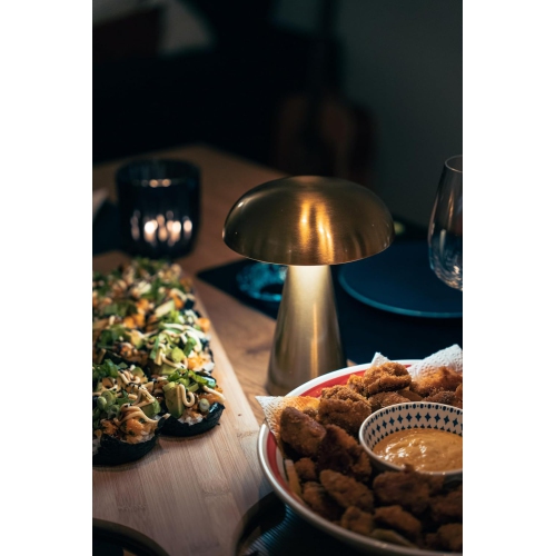 Lampe champignon en métal argenté - Trois couleurs à intensité réglable, batterie rechargeable 1800 mAh, 10 heures d'autonomie, réglage de la