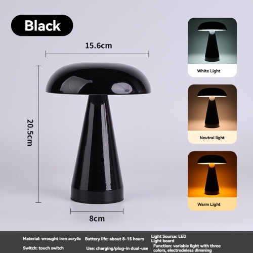 Black desk lamp - warm light/white light/neutral light, touch switch, stepless brightness adjustment, portable, non-slip base, perfect for home and