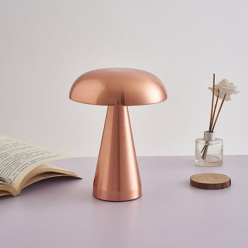 Elegant Rechargeable Mushroom Table Lamp – Touch Dimmer, Warm/White/Neutral Light, Portable for Bedside, Desk & Mood Lighting