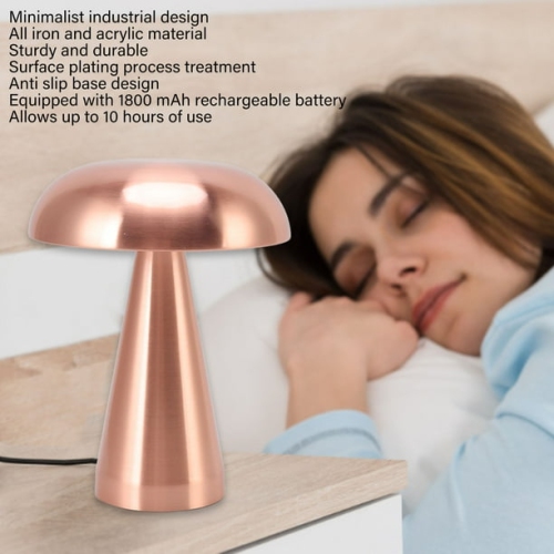 Elegant Rechargeable Mushroom Table Lamp – Touch Dimmer, Warm/White/Neutral Light, Portable for Bedside, Desk & Mood Lighting