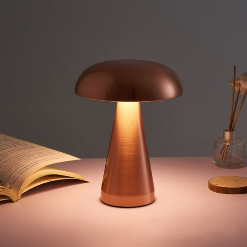 Elegant Rechargeable Mushroom Table Lamp – Touch Dimmer, Warm/White/Neutral Light, Portable for Bedside, Desk & Mood Lighting