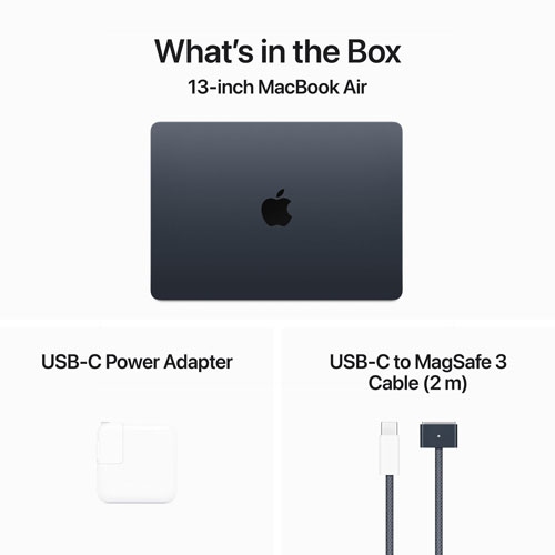 Open Box - Apple MacBook Air 13.6" w/ Touch ID - Midnight (Apple M4 / 16GB RAM / 512GB SSD) - English