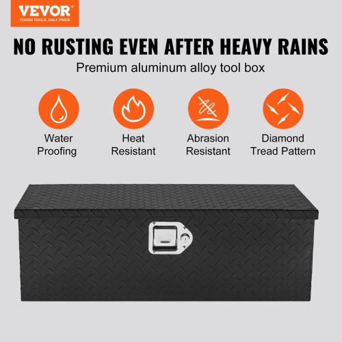 VEVOR 30"x13"x9.6" Heavy Duty Aluminum Truck Bed Tool Box, Diamond Plate Tool Box with Side Handle and Lock Keys, Storage Tool Box Chest Box