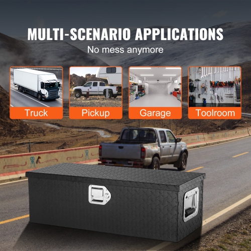 VEVOR 30"x13"x9.6" Heavy Duty Aluminum Truck Bed Tool Box, Diamond Plate Tool Box with Side Handle and Lock Keys, Storage Tool Box Chest Box