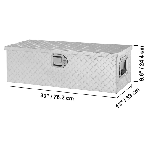 VEVOR 30"x13"x9.6" Heavy Duty Aluminum Truck Bed Tool Box, Diamond Plate Tool Box with Side Handle and Lock Keys, Storage Tool Box Chest Box