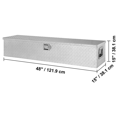 VEVOR 48"x15"x15" Heavy Duty Aluminum Truck Bed Tool Box, Diamond Plate Tool Box with Side Handle and Lock Keys, Storage Tool Box Chest Box Organizer