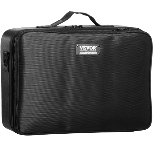 VEVOR 3 Tiers Makeup Train Case Large Storage, Convenient Carry With Handle, Strap, Professional Waterproof Oxford Makeup Storage Organizer Box,