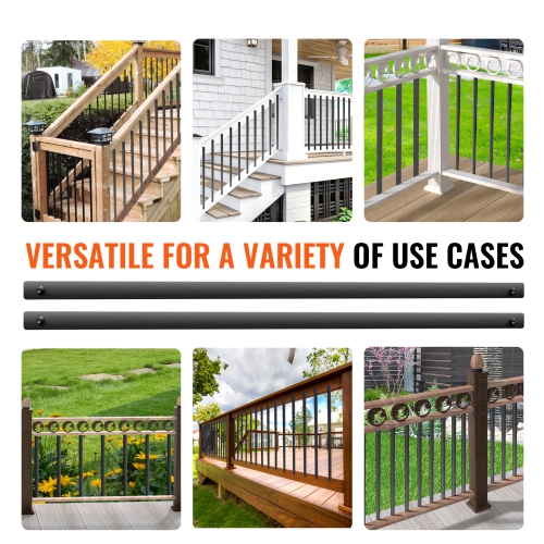 VEVOR 29.5'' x 1'' Staircase Metal Balusters, Flat Aluminum Alloy Banister Spindles, 51 Pack Deck Baluster with Screws, Hollow Deck Railing Satin