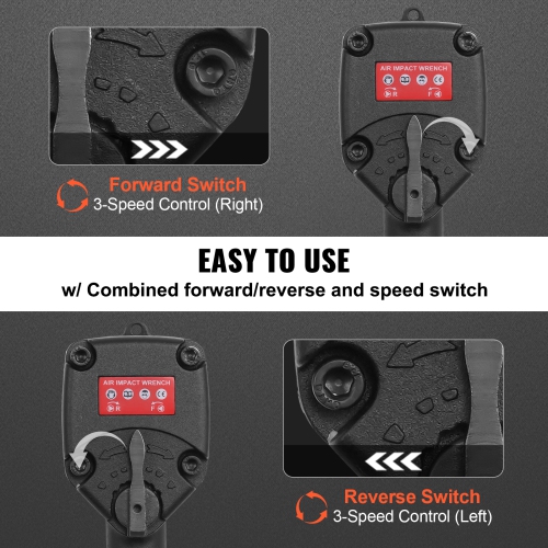 VEVOR 3/8-Inch Air Impact Wrench, Drive Air Impact Gun, Up to 690ft-lbs Nut-busting Torque, Lightweight Pneumatic Impact Wrench for