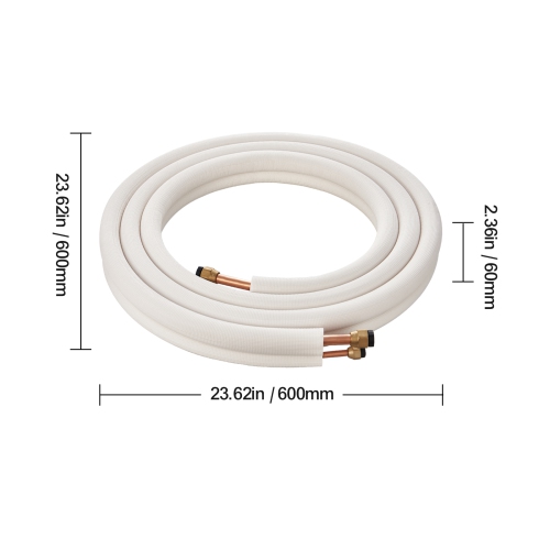 VEVOR 16FT Mini Split Line Set,3/8" & 5/8" O.D Copper Pipes Tubing and Triple-Layer Insulation,for Air Conditioning or Heating Pump & HVAC with