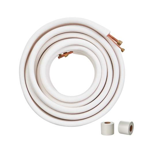 VEVOR  50Ft Mini Split Line Set, 1/4" & 1/2" O.d Copper Pipes And Triple-Layer Insulation, for Mini Split Air Conditioning Refrigerant Or Heating