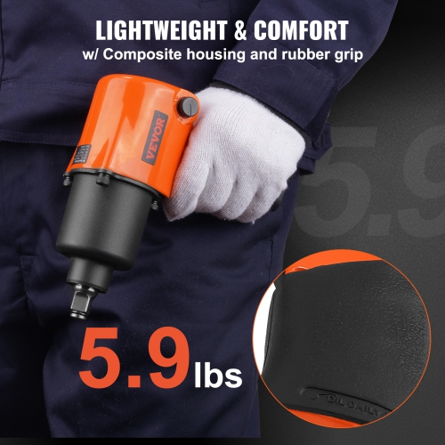 VEVOR 1/2" Air Impact Wrench, Drive Air Impact Gun Up to 880ft-lbs Nut-busting Torque, 7500RPM Lightweight Pneumatic Tool for Auto Repairs and