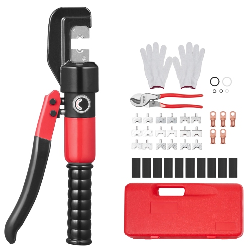 VEVOR Hydraulic Crimping Tool with 9 Sets of Dies AWG12-2/0 Copper And Aluminum Terminal Battery Lug Crimper, with a Cutting Pliers, 5pcs Connectors,