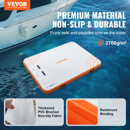 VEVOR 8 x 6FT Inflatable Floating Dock, Inflatable Dock Platform, Non-Slip Water Floating Dock Mat with Portable Carrying Bag & Detachable Ladder,