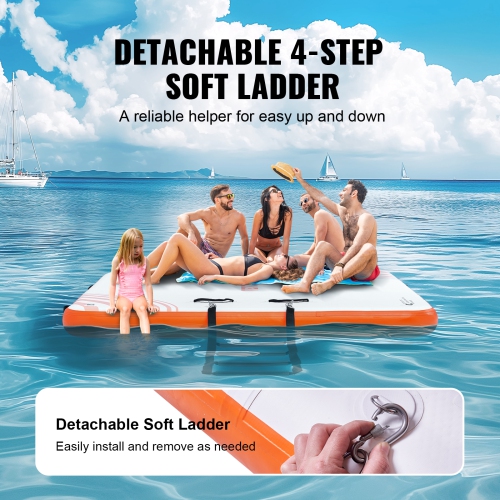 VEVOR 8 x 6FT Inflatable Floating Dock, Inflatable Dock Platform, Non-Slip Water Floating Dock Mat with Portable Carrying Bag & Detachable Ladder,