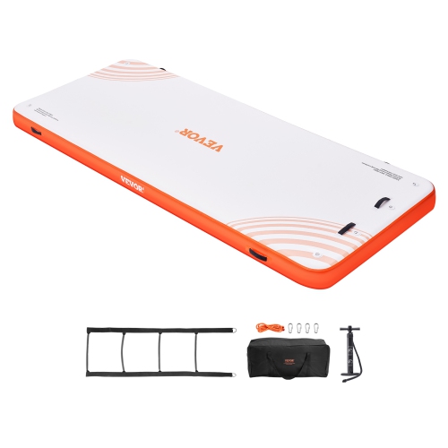 VEVOR 15 x 6FT Inflatable Floating Dock, Inflatable Dock Platform, Non-Slip Water Floating Dock Mat with Detachable Ladder & Portable Carrying Bag,