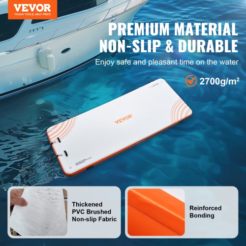 VEVOR 15 x 6FT Inflatable Floating Dock, Inflatable Dock Platform, Non-Slip Water Floating Dock Mat with Detachable Ladder & Portable Carrying Bag,