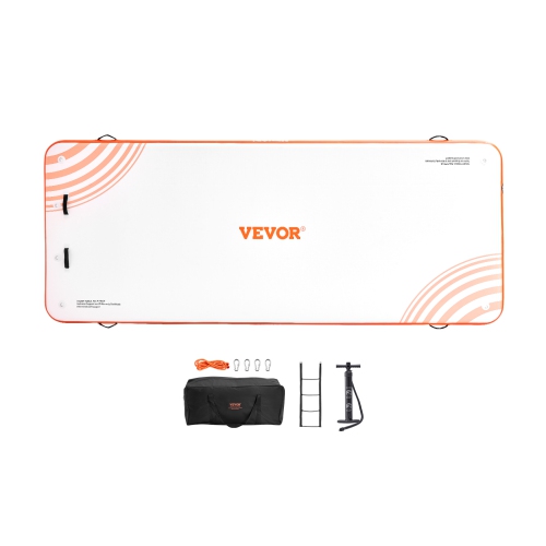 VEVOR 15 x 6FT Inflatable Floating Dock, Inflatable Dock Platform, Non-Slip Water Floating Dock Mat with Detachable Ladder & Portable Carrying Bag,