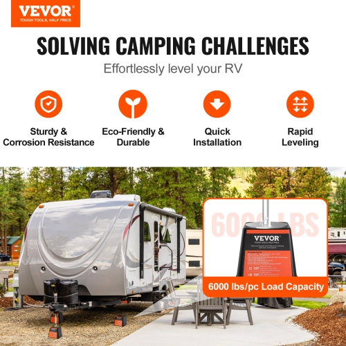 VEVOR Trailer Jack Block, 6000 lbs Capacity per RV Leveling Block, High-quality Polypropylene RV Camper Stabilizer Blocks, RV Travel Accessories Use