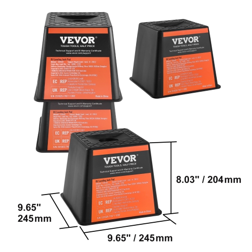 VEVOR Trailer Jack Block, 6000 lbs Capacity per RV Leveling Block, High-quality Polypropylene RV Camper Stabilizer Blocks, RV Travel Accessories Use