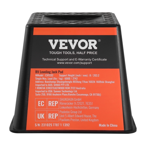 VEVOR Trailer Jack Block, 6000 lbs Capacity per RV Leveling Block, High-quality Polypropylene RV Camper Stabilizer Blocks, RV Travel Accessories Use