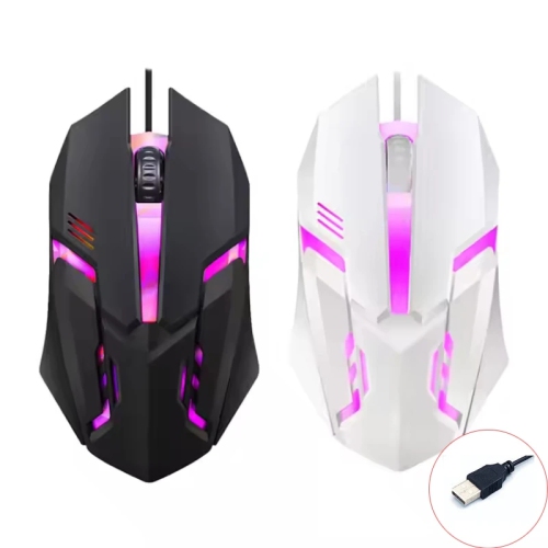 Souris USB avec fil RVB Souris de jeu colorée Souris optique avec fil 1600&nbsp;ppp Souris ergonomique pour PC Macbook Pro - Blanc