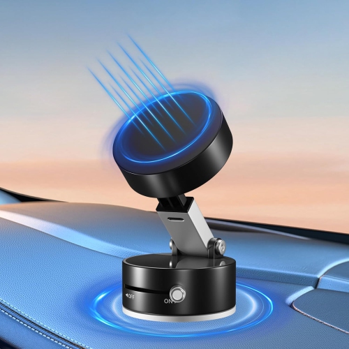 Vacuum Magnetic Phone Holder, Suction Cup Phone Mount, Foldable Strong Magnetic Cell Phone Holder for Car/Gym/Mirror/Smooth Surface, Compatible with