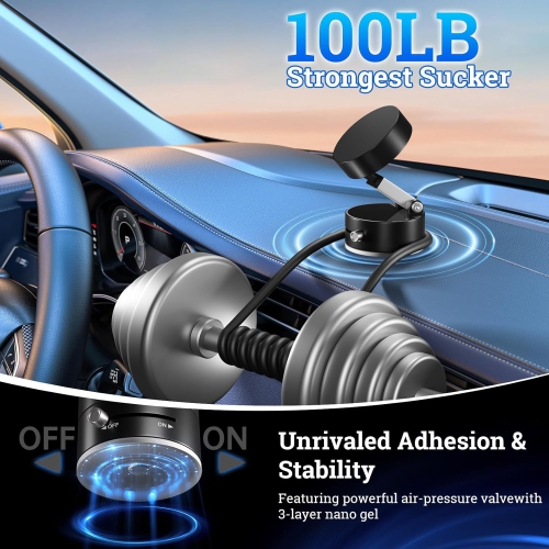 Vacuum Magnetic Phone Holder, Suction Cup Phone Mount, Foldable Strong Magnetic Cell Phone Holder for Car/Gym/Mirror/Smooth Surface, Compatible with