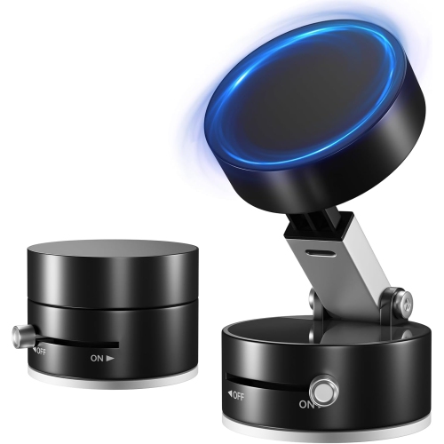 Vacuum Magnetic Phone Holder, Suction Cup Phone Mount, Foldable Strong Magnetic Cell Phone Holder for Car/Gym/Mirror/Smooth Surface, Compatible with