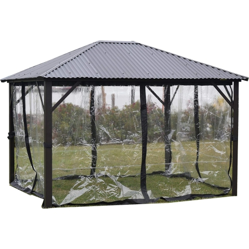 F. Corriveau International – Rideau en mica transparent pour abri de jardin, 12 x 14 pi, transparent