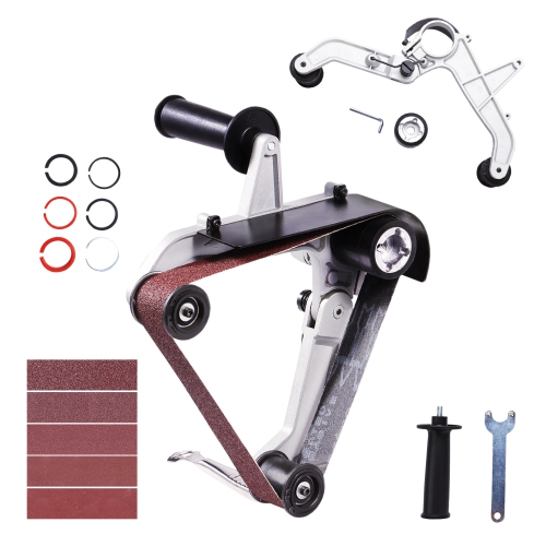 VEVOR 5/8-11" Belt Sander Adapter for Angle Grinder, Pipe or Tube Sanding Attachment with Thread and 10PCS Sanding Belts, Sander Attachment Pipe