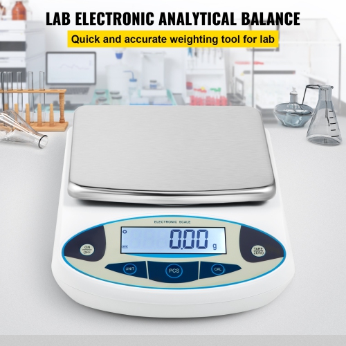 VEVOR Analytical Balance, 5000g x 0.01g Accuracy Lab Scale, High Precision Electronic Analytical Balance,13 Units Conversion, Counting Function, LCD