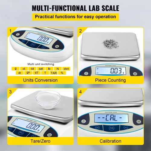VEVOR Analytical Balance, 5000g x 0.01g Accuracy Lab Scale, High Precision Electronic Analytical Balance,13 Units Conversion, Counting Function, LCD