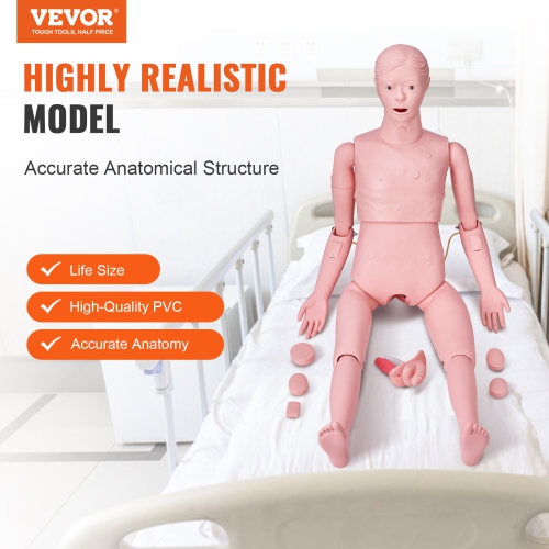 VEVOR Male Life Size Demonstration Human Manikin for Nursing Training, Multifunctional Education Teaching Model Supplies, PVC Anatomical Mannequin