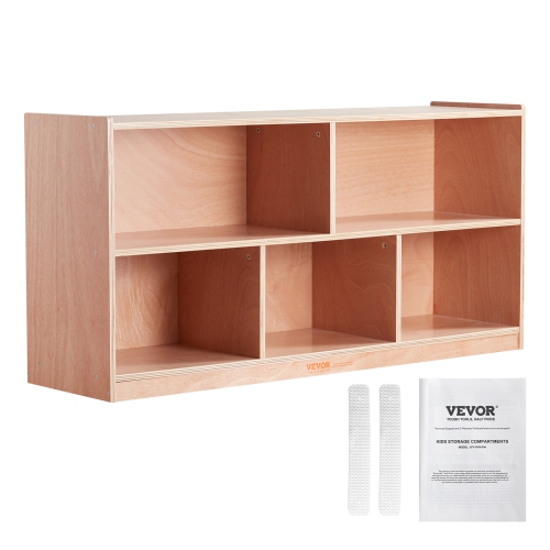 VEVOR 5-Compartment Cubby Mobile Tray Storage Cabinet, Cubby Storage Shelf, Cubby Storage Cabinet 2-shelf, Classroom Cubbies, Classroom Furniture for